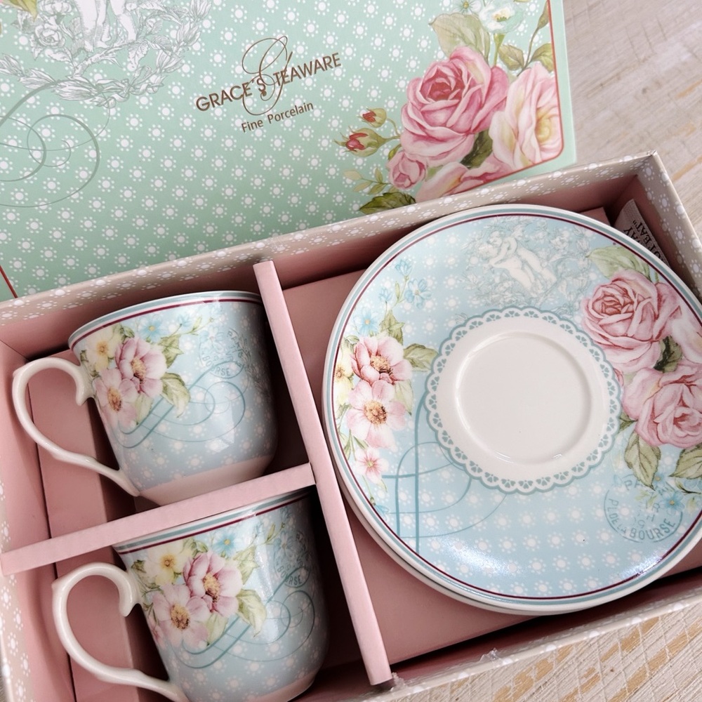 Grace's Teaware Fine Porcelain Mini Tea Cup and Plate set - LIKE NEW!